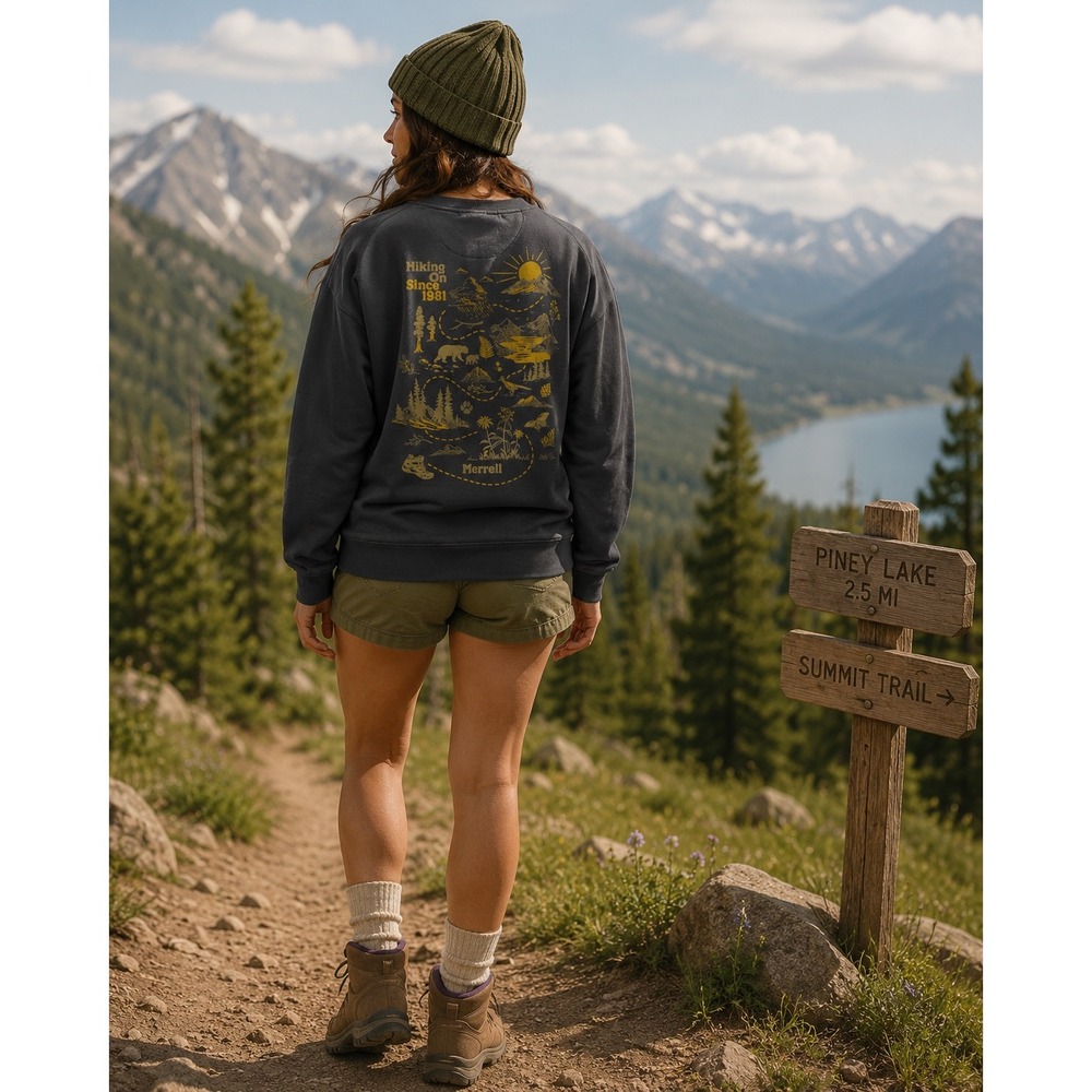 Merrell Hiking On Since 1981 Graphic Sweatshirt Gray Womens Large Gorpcore Retro